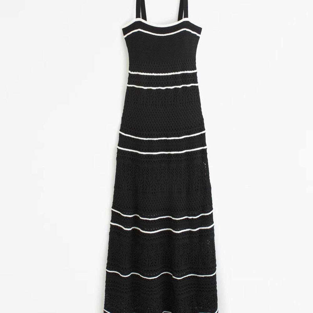 Black Crochet Midi Dress Abercrombie